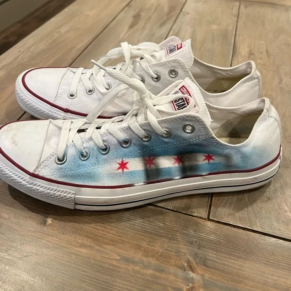 Converse Shoes Mens Custom Chicago Flag Painted Converse